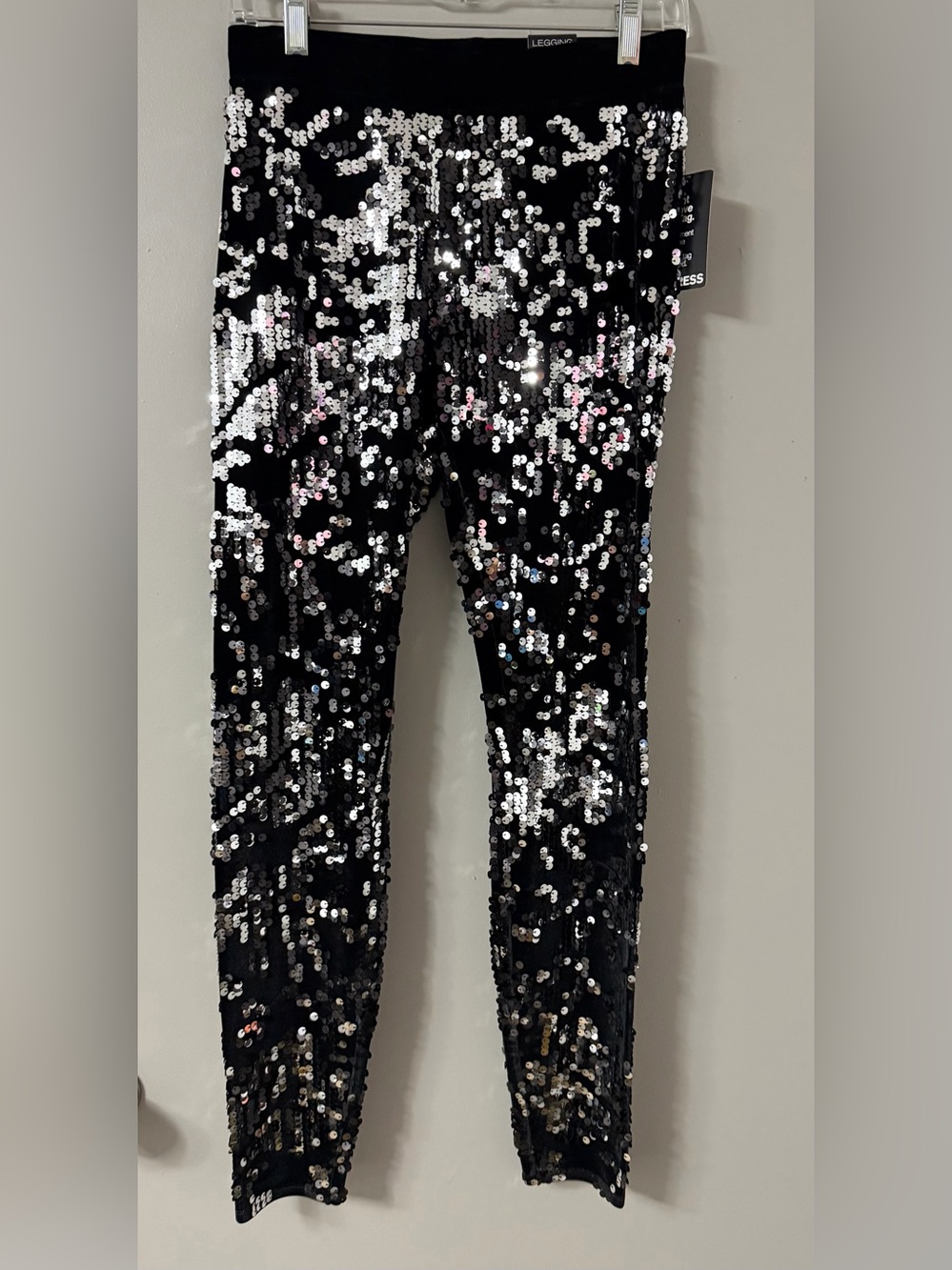 Express Black Sequin Leggings XS New With Tags Party Glam
